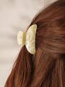 MOTF PREMIUM CREAM YELLOW SMUDGED ACETIC ACID GRAB CLIP, GENTLE DAILY COMMUTING VERSATILE DISC HAIR, PEARLESCENT SHELL PATTERN ACETIC ACID HAIR GRAB