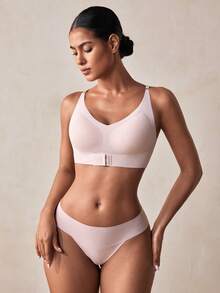 Veilyse EssElegance Sports Bra, Wireless, Comfortable, Breathable, Lift, Spring/Summer & All Season, Sexy, Front Closure, Camisole - Apricot - View 6