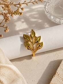 12/20Pcs Gold Leaf Napkin Rings – Reusable Metal Napkin Holders For Wedding, Christmas, Party, Table Decor - Multicolor - View 2