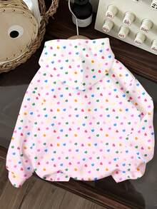 Super Cute Sweet Gradient Colorful Heart Cartoon Ice Cream Print, Young Girl Casual Minimalist Thick Soft Comfortable Sweatshirt Suitable For Autumn/Winter Street Vintage Style, Easy And Comfortable, Children's Autumn Layering, Y2K, Sportswear, Outings, Street Photography, Campus, Chill Chill - Multicolor - View 2
