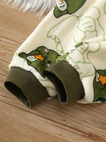 2pcs/Set Kids Young Boy Autumn/Winter Cute Casual Cartoon Dinosaur Pattern Fleece Top & Pants Loungewear Set, Fleece Set, Dinosaur Set, Loungewear Set, Boys Set - Multicolor - View 8