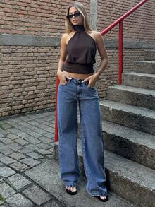 BiaLiraa Chocolate Brown Knit Turtleneck Top For Women,Summer Top - Chocolate Brown - View 3