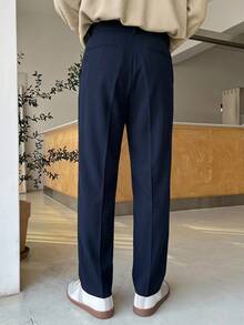 DAZY Men's Solid Color Straight Leg Casual Suit Pants With Pockets Fall - Navy Blue - View 2
