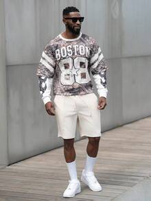 thenoahjr thenoahjr Manfinity Streetrush 男士休闲字母树枝印花圆领长袖卫衣，春秋季外出撞色图案卫衣，Y2K - 彩色 - 查看 5
