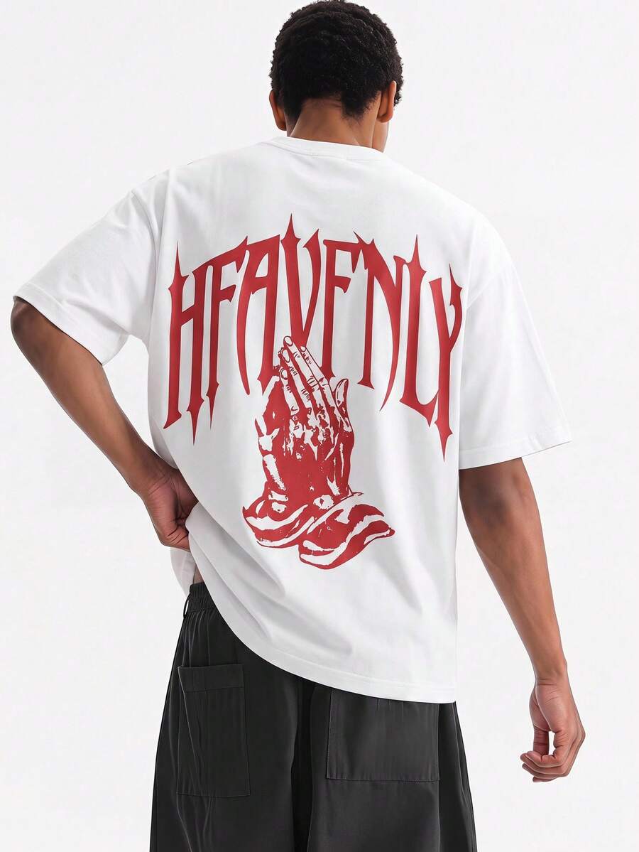 NORVETH Men's Letter Print Casual Daily Short Sleeve T-Shirt - White - View 1