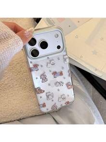 ShellaStory Engraved Sparkle Powder Dog Apple 17 Pro Phone Case Phone 16 Transparent Sparkle Powder 13/15 Shockproof 14 Applicable 17 Cute, Creative, Geometric, Card Style, Cute, Fresh, Niche, Ins Style - Clear - View 11