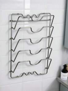 Haus Hana Stainless Steel Multi-Layer Wall-Mounted Storage Pot Cover Rack Kitchen Multifunctional Chopping Board Kitchen Storage Rack - Silver - View 4