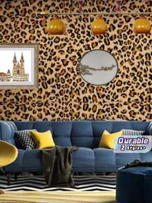 Leopard Print Self-Adhesive Vinyl Wallpaper-Detachable Texture Contact Paper, With Water Drop Matching Pattern, Waterproof Peel-Off Paste Wall Covering, Suitable For Living Room, Bedroom, Kitchen Renovation, Renovation Sticker Peeling Wall Panel - 1PC - View 1