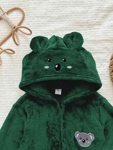 LMoss Kids 兒童小男孩針織素色刺繡連帽休閒秋冬開襟衫居家服 - 綠色 - 查看 4