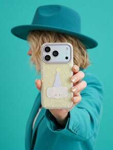ShellaStory Cute Star Hat Animal Compatible With Apple 17pro Phone Case Phone16 Ins Style 14 Soft Case 15 Girl, Creative, Geometric, Card Style, Fresh, Niche, Soft Girl, Ins Style - Yellow - View 2