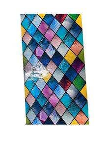 1 Roll Retro Diamond Window Decorative Privacy Film, Rainbow Grid Pattern, Non-Adhesive UV Blocking Static Cling Window Film, Suitable For Home Decor - multicolor - View 3