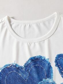 SHEIN Sparklyn 青少年女孩 T-shirt 與長褲 2 件套，休閒寬鬆針織，返校季復古秋季服飾，Y2K 女孩套裝，白色上衣寬腿褲 - 彩色 - 查看 6