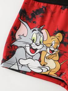 TOM & JERRY X SHEIN Women's Cartoon Print Lingerie Set - Red - View 4