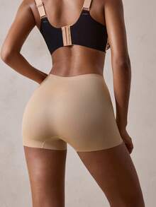 Veilyse 1pc Nude High Waist Seamless Ice Silk Anti-Exposure Women's Safety Pants, Breathable, Non-Rolling, Soft And Comfortable Women's Underwear - Apricot - View 2