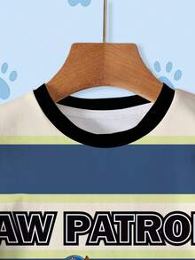 SHEIN | PAW Patrol Young Boy Letter & Cartoon Print Round Neck Short Sleeve T-Shirt - White - View 3