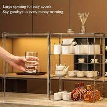 Acrylic Display Cabinet With Magnetic Door, Dustproof Stackable Kitchen Storage Organizer, Clear Container For Cups, Teapots & Coffee Accessories, Modern Storage Box For Home & Office - Multicolor - View 9