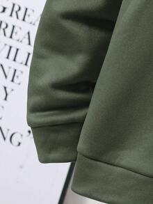 SHEIN 2件組兒童青少年男孩休閒字母壓紋連帽衛衣寬鬆套頭運動衫與純色針織長褲套裝，適合通勤、上學、日常休閒、度假、旅行、運動，適用春夏秋冬 - 軍綠色 - 查看 6