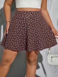 Shapeblank Plus Size Summer Casual Boho Ditsy Floral Shorts Vacation Dark Green - Coffee Brown - View 6