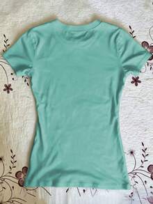 IslaSuriya Women's T-Shirt, Round Neck T-Shirt, Slim Fit T-Shirt, Women's Casual Minimalist Style T-Shirt, Suitable For Daily Casual Wear, Women's Short Sleeve Top, Summer Women's Top, Latest Women's Top, Fashion Top, Monkey Pattern T-Shirt Top - Multicolor - View 2