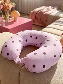 SHEIN 1 Piece Of Soft And Comfortable Polka Dot Printed Neck Pillow, Suitable For Travel, Travel And Home Furnishing - Purple dot - View 2