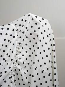 GalTyme Plus Size Polka Dot Print Strapless Casual Dress For Women - White - View 7