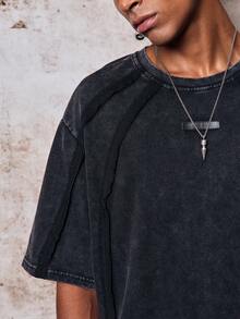 Skyrend Men's Casual Loose Fit Short Sleeve T-Shirt, Standard Size, Deep Gray Heather Splice Plain Gothic Punk Streetwear For Emo Boy Graphic Tee Men Grunge - Dark Grey - View 1