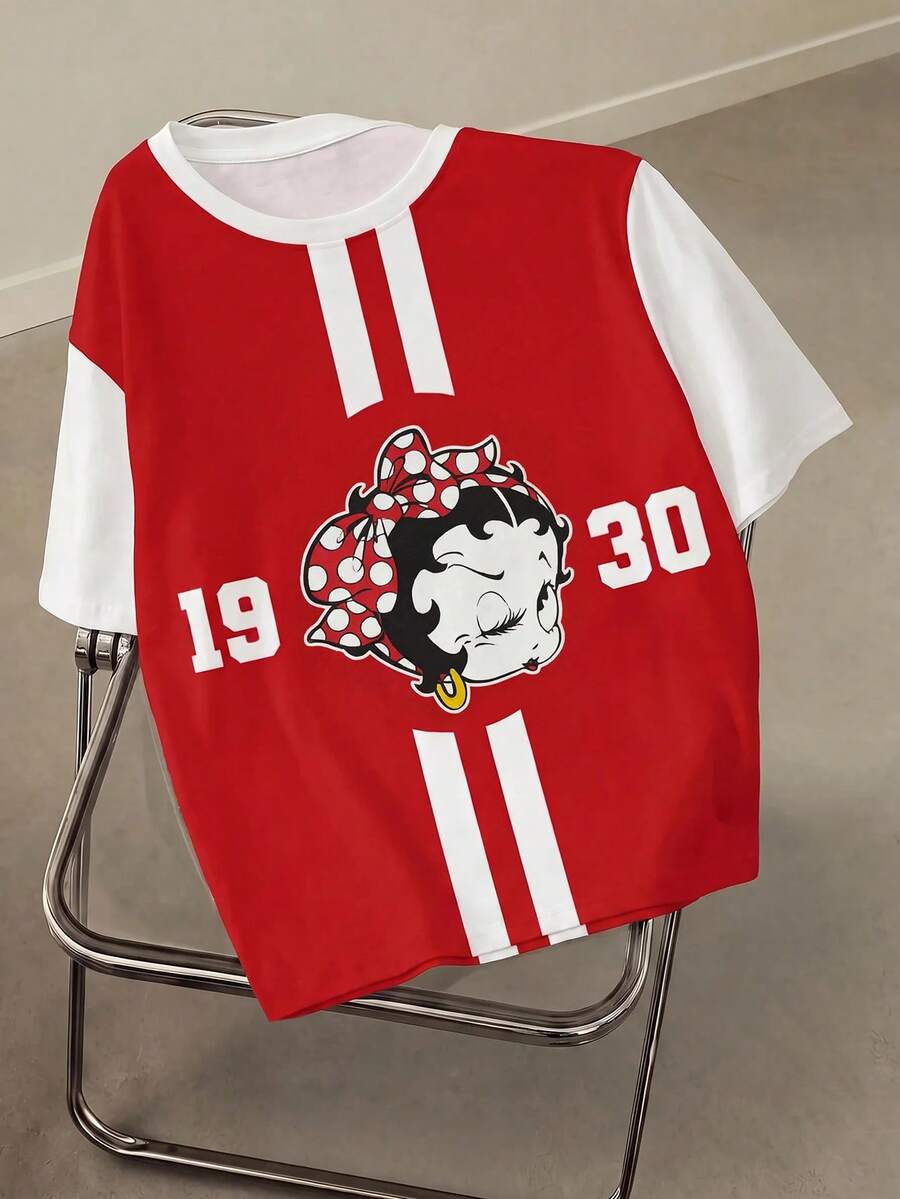 Betty Boop x SHEIN Plus Size T-Shirt All-Over Print - White - View 1