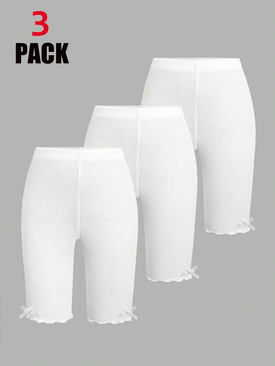 SHEIN 3PCS Tween Girls Leggings - White - View 1