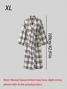 女款多圖案V領裹身式浴袍，長袖自綁帶寬鬆居家服，附口袋，輕盈透氣夏季居家晨袍 M-XL - 彩色 - 查看 3