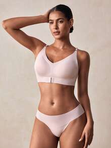 Veilyse EssElegance Sports Bra, Wireless, Comfortable, Breathable, Lift, Spring/Summer & All Season, Sexy, Front Closure, Camisole - Apricot - View 1