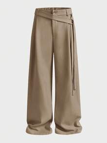 EASEVO Pantalones largos casuales versátiles de uso diario de unicolor para hombre de talla grande - Marrón - Ver 5