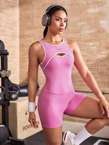 Powerista Women's Colorblock Casual Daily Outdoor Sports Romper - Pink - View 4