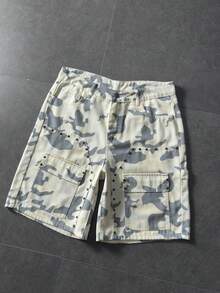 ROMWE MEN Street Life Men's All-Over Print Pocket Casual Versatile Daily Travel Denim Shorts - Multicolor - View 7