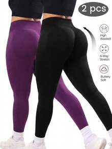 Velisys Velisys Legging Olahraga Wanita Ukuran Besar Tanpa Jahitan dengan Elastisitas Tinggi - MultiWarna - View 1