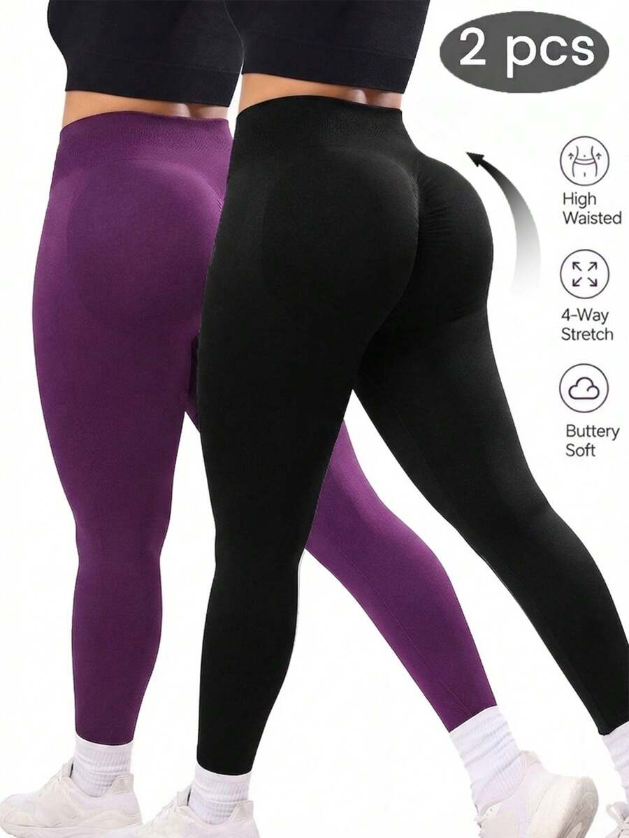 Velisys Velisys Legging Olahraga Wanita Ukuran Besar Tanpa Jahitan dengan Elastisitas Tinggi - MultiWarna - View 1