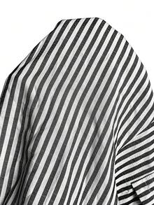 Zaforene Plus Size Women's Summer Casual Western Kawaii Vacation Sleeveless Black And White Striped Short Dress With Pockets Formal - Black and White - View 12