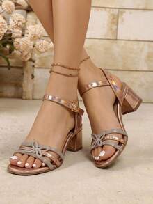 Women Heeled Sandals - Rose Gold - View 3