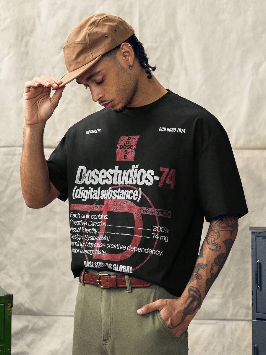 Norleigh Men's Summer Casual Slogan Print T-Shirt,Graphic Tees - Black - View 1