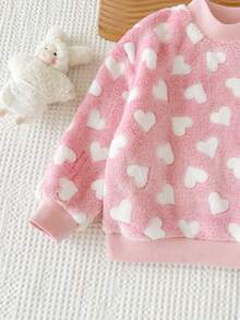 Emery Rose Kids 女童針織愛心圖案立領圓領長袖腰長款秋冬褲裝兩件套，適合居家日常穿著 - 彩色 - 查看 5