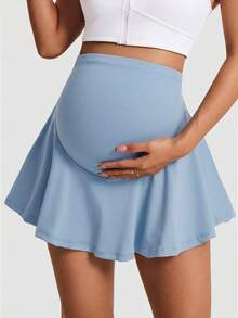 GentleRue Maternity 孕婦純色可調腰圍休閒運動戶外裙褲 - 藍色 - 查看 4