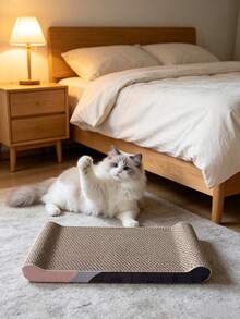 1PC Simple Large Cardboard Cat Scratcher Bed, Sturdy Durable Indoor Cat Scratching Pad For Kittens Resting Napping & Playing, Multi-Purpose Home Pet Furniture Decor, Ideal Gift For Cat Owners - one-size - View 6