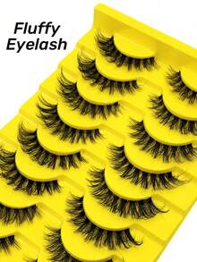 10 Pairs 5D Fluffy False Eyelashes, Black Band, Natural Soft, Crossed Cat‑Eye Lashes, Full Strip Eyelashes - Natural Lashes - View 2