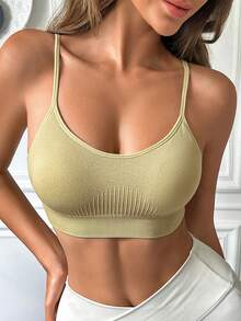 DAZY Women's Seamless Bra, Slight Push-Up, Wireless Bra, Women's Lingerie - Green - View 3
