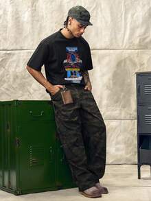Norleigh Men's New Fashion Hiphop Letter Print Short Sleeve T-Shirt,Graphic Tees - Black - View 8