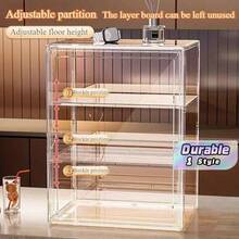 Acrylic Display Cabinet With Magnetic Door, Dustproof Stackable Kitchen Storage Organizer, Clear Container For Cups, Teapots & Coffee Accessories, Modern Storage Box For Home & Office - Multicolor - View 1
