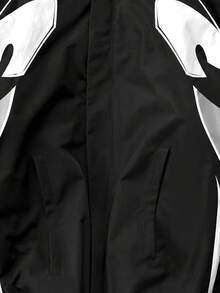 PAVTROS Jaket Berkerudung Patchwork Techwear Hitam & Putih, Desain Street Sports, Jaket Kasual Multifungsi untuk Pria - Hitam - View 5