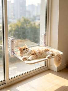 Wall-Mounted Cat Hammock, Indoor Cat Wall Furniture, Sturdy And Durable Solid Wood Material, Stable Cat Wall Shelves For Climbing And Resting, Easy To Assemble - Apricot - View 2
