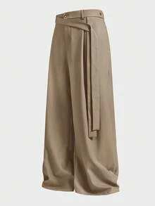 EASEVO Pantalones largos casuales versátiles de uso diario de unicolor para hombre de talla grande - Marrón - Ver 1