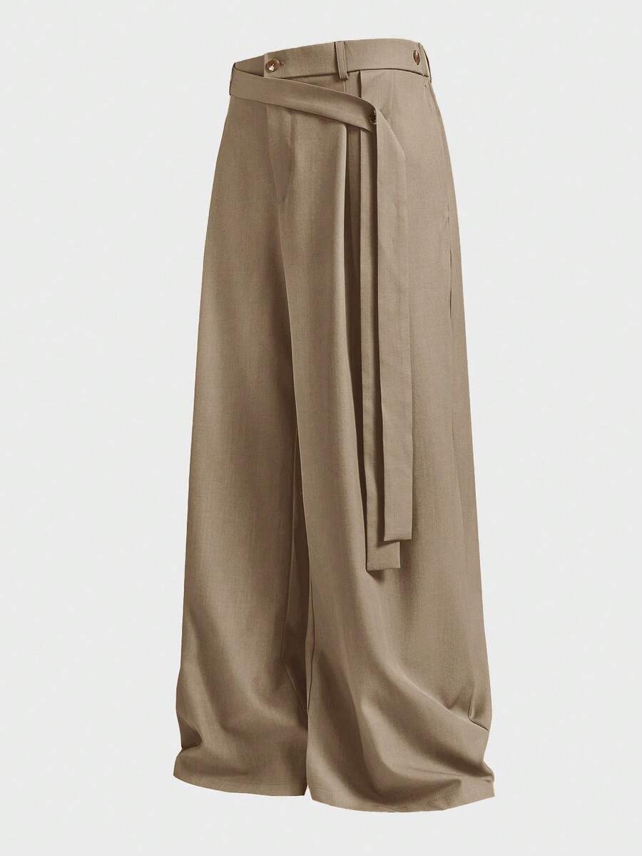 EASEVO Pantalones largos casuales versátiles de uso diario de unicolor para hombre de talla grande - Marrón - Ver 1