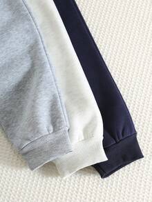 SHEIN 兒童小男孩 Pony Logo 圓領長袖套頭運動衫＋鬆緊腰長褲 6件套 - 彩色 - 查看 8